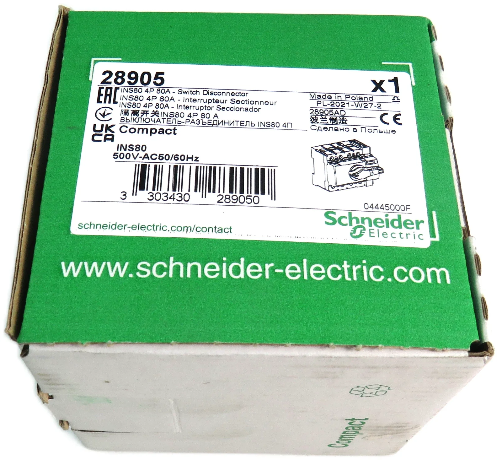 28905 INS80 4P switch-disconnector Compact INS80 - 4 poles - 80 A