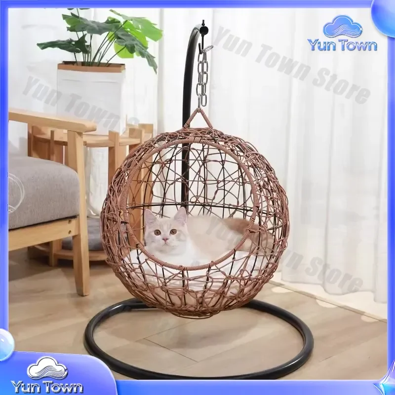 Cat Litter Box for Cats Dogs Small Pets Rattan Wicker Four Seasons Universal Hammock Summer Semi Closed Pet Litter Cage Dog