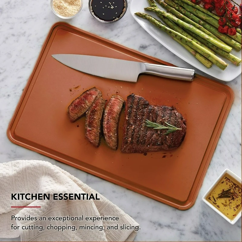 Classic Plastic Cutting Board with Trench, Non-Slip Edges, Dishwasher Safe, 12x18, Scorched Orange