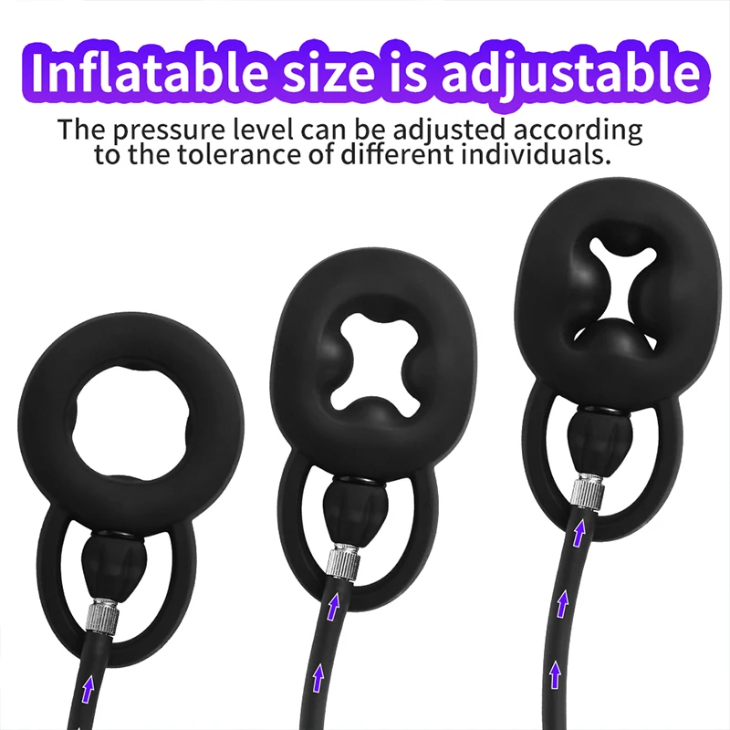 Inflatable Penis Ring BDSM Cock Bondage Lock Erection Ball Stretcher Delay Ejaculation Sex Toys for Men Penisring Enlarger Rings