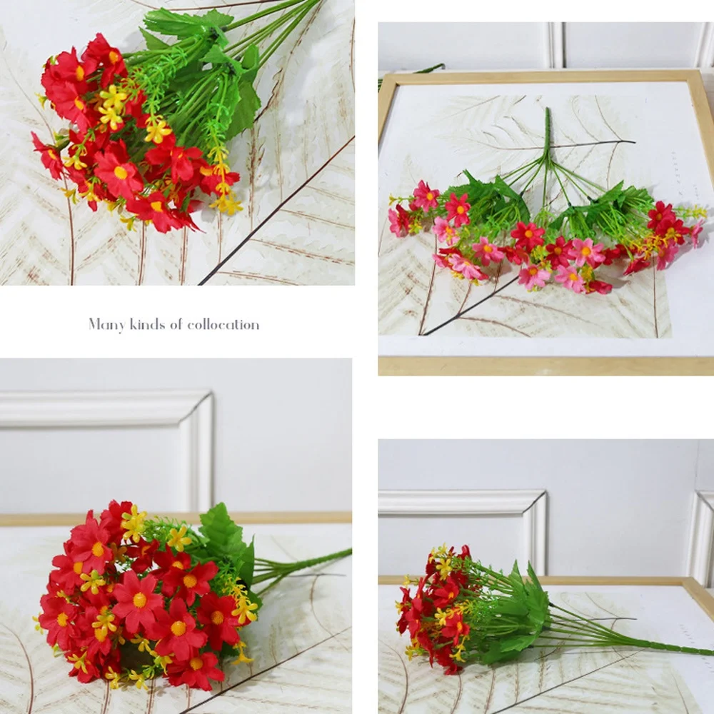 Beautiful Artificial Daisy Flower Bunch Silk Decorative Fake Plants For Holiday Party Office Hotel Lobby Interior Ornament