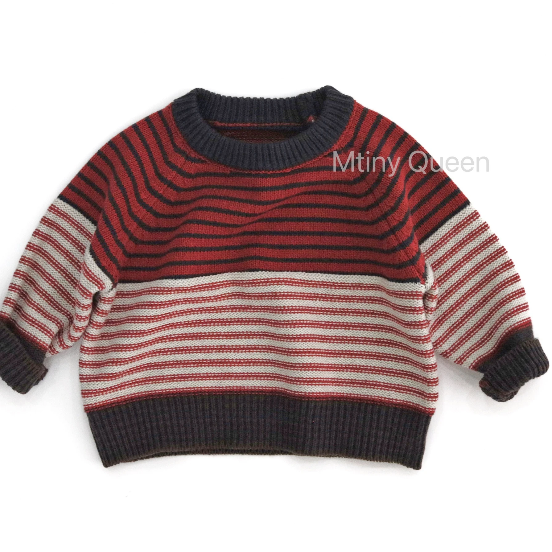 

Sweater 2025 Autumn and Winter New Children's Clothing Korean Style Boys and Girls Color Striped Pullover Sweater Casual