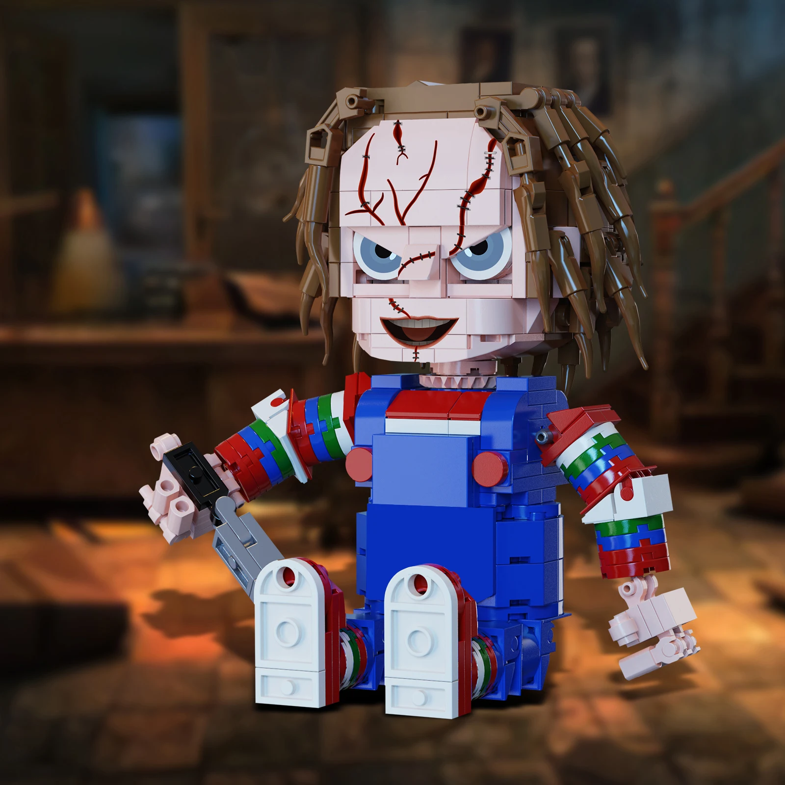 Blocchi di costruzione per bambole horror di Halloween Film spaventoso Figure di clown Kit modello Giocattoli Decorazione di Halloween Regalo per i fan Bambini Adulti