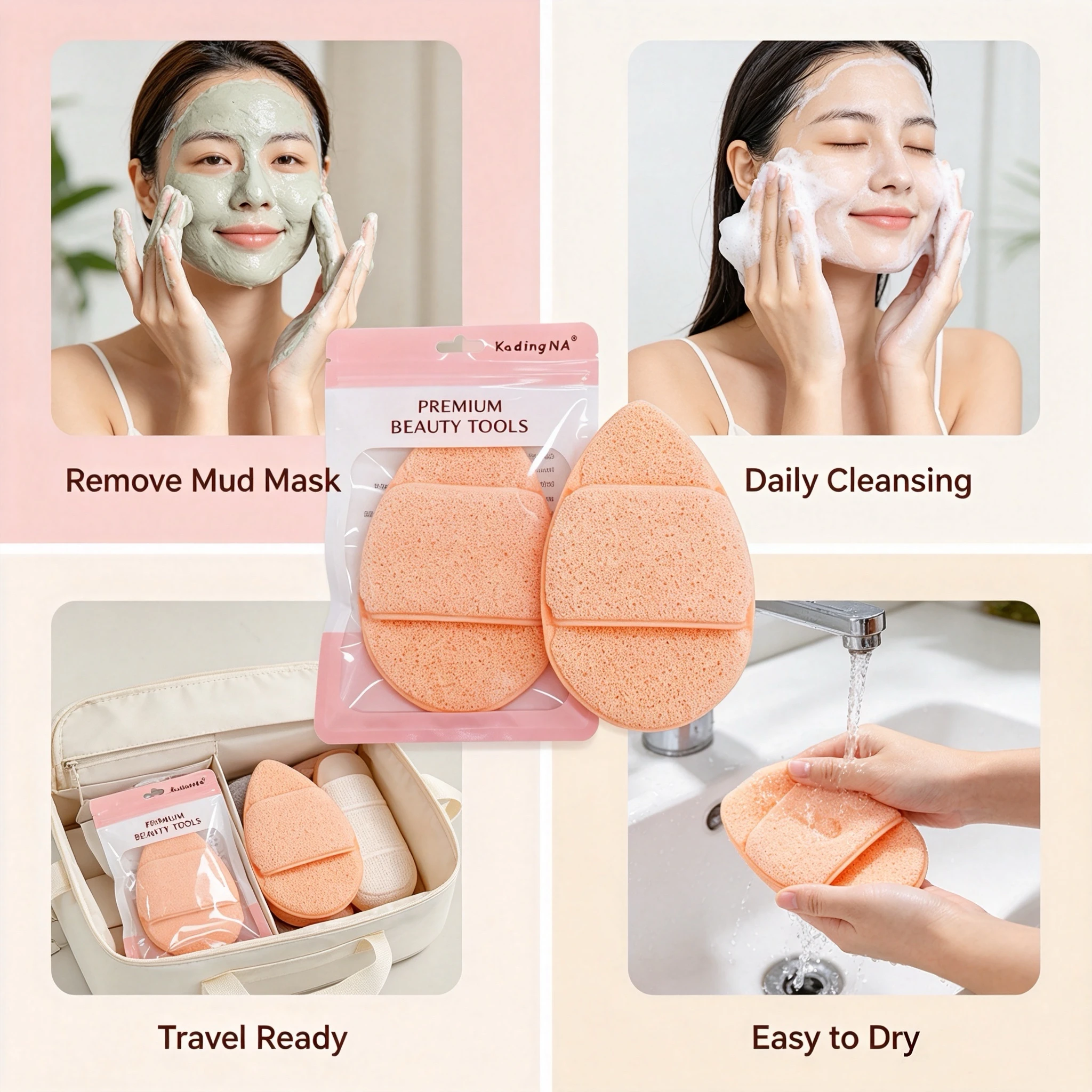 Large Facial Cleansing Puff with Finger Sleeves for Deep Cleaning And Exfoliation Produces Rich Foam