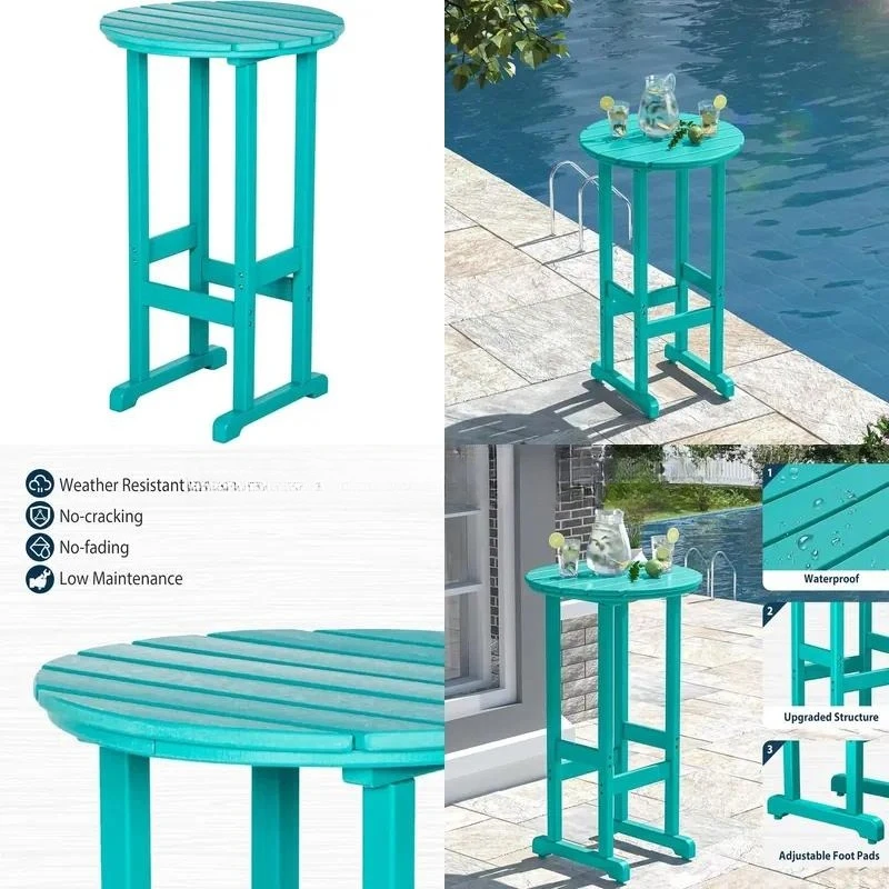Modern Durable Lightweight Foldable Stackable Outdoor Bar Table  All Weather Cocktail Tall Bistro