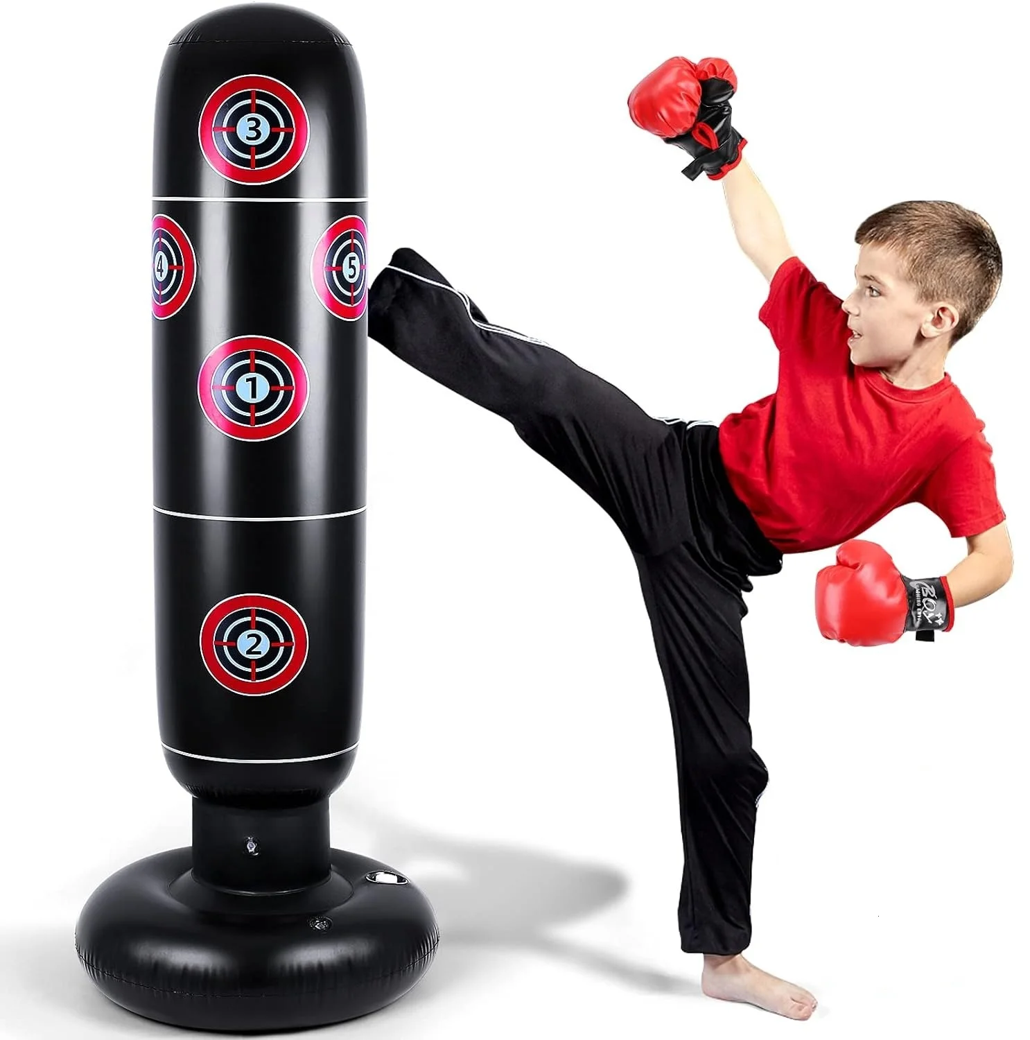 Inflatable Punching Bag PVC Boxing Bag Adults Kids Tumbler Sandbag Boxing Training Stress Relieving Sandbag