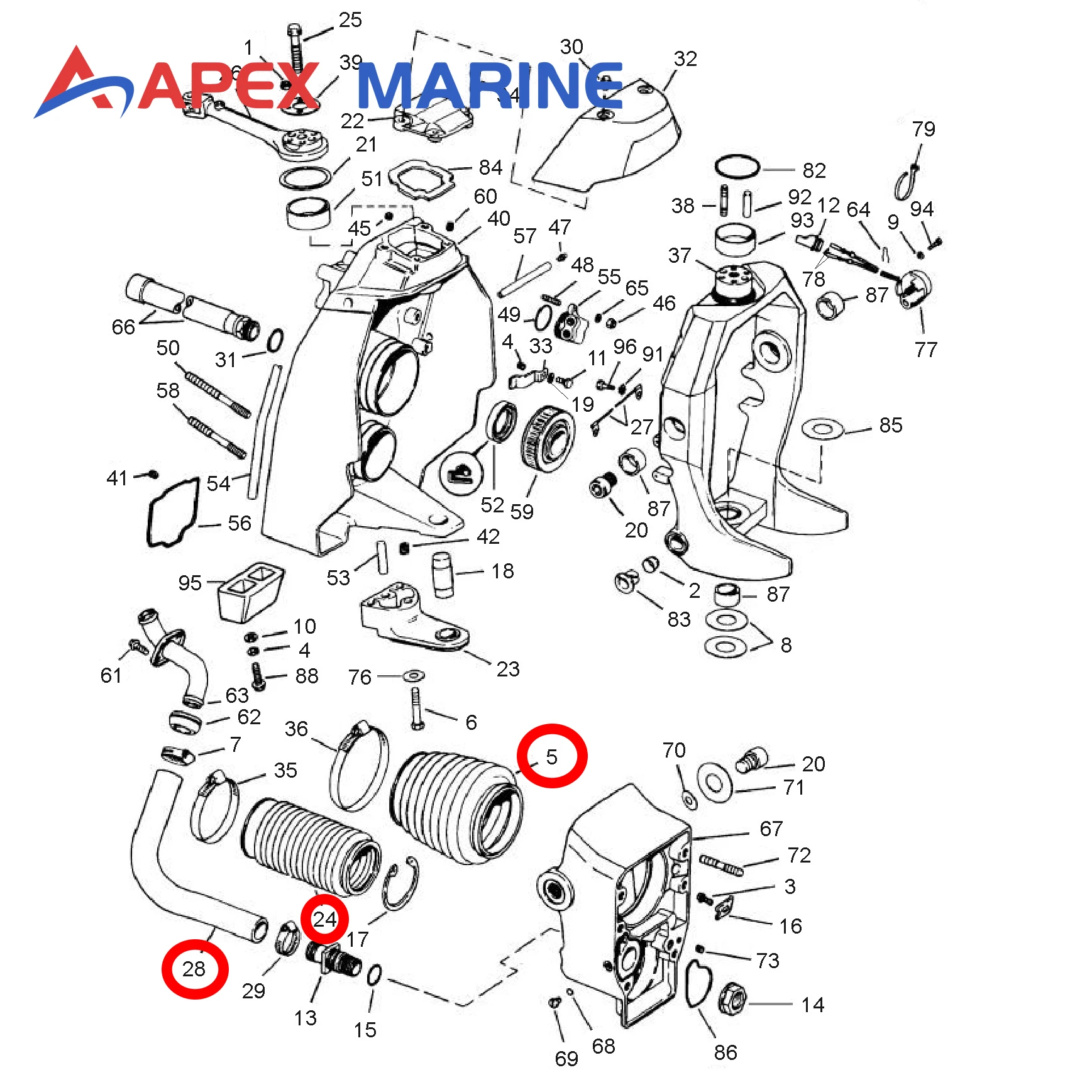 3852352 Exhaust Bellow Hose Sealing kit for Volvo Penta Cobra SX-C SX-M Outdrive 3854127 3850426