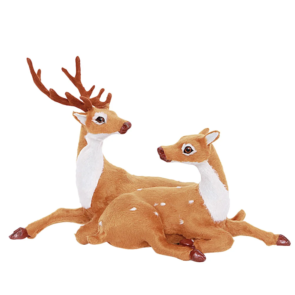 

1Pair Christmas Couple Deer Desktop Decor Home Furnishing Living Room Bedroom Marriage Room Warm Atmosphere Reindeer Craft Gift