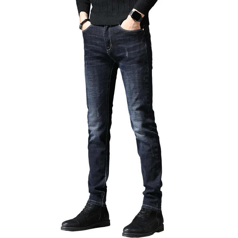 2024 Spring and Autumn New Fashion Trend Soft and Comfortable Elastic Small Legs Men\'s Casual Slim High-Quality Denim Pants