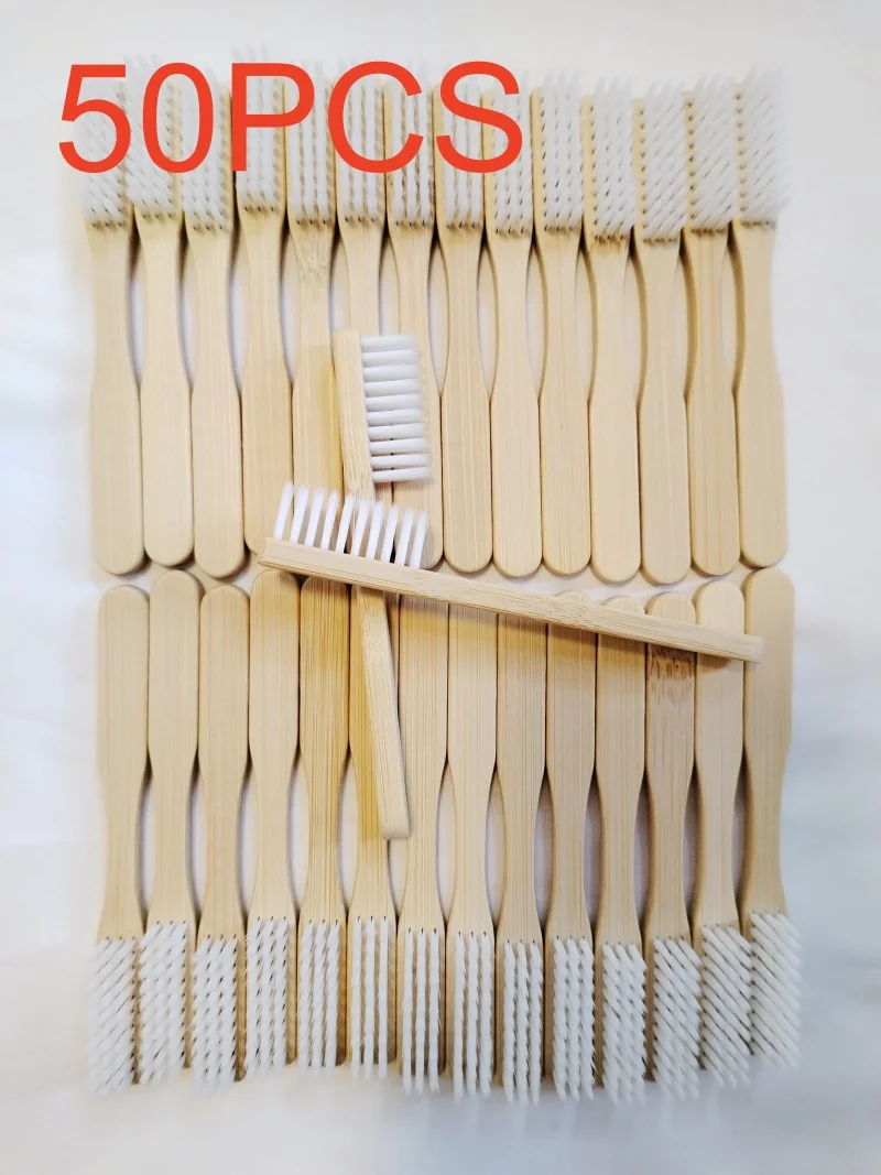 50pcs Biodegradable Bamboo Toothbrushes Mini Wooden Toothbrush with Short Handle
