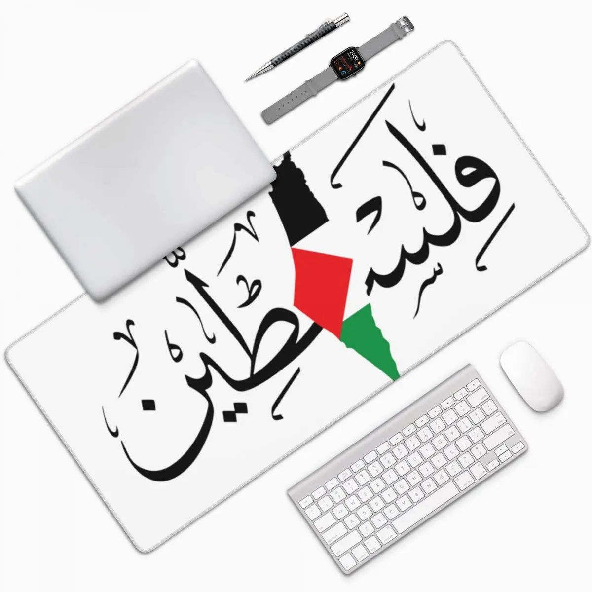 

Palestine Arabic Name With Palestinian Flag Large Mouse Pad Computer Keyboard Mouse Mat Gaming PC Desk Mat Office Table Mats