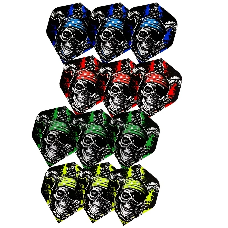 12Pcs Standard Dart Flights Multi-color Skull Pattern PET Dart Wings Tail Replacement For Soft & Steel Tip Darts  Accessories