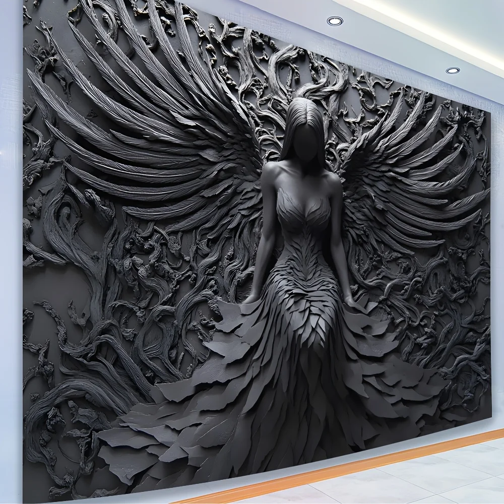 1 Shadow Queen 3D Embossed Tapestry - Gothic Dark Cage Cover for Living Room, Bedroom, Office, Party Decor - Elegant Polyester