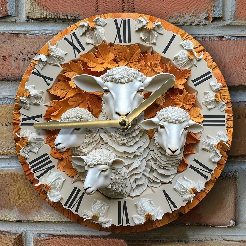 Reloj de pared festivo de ovejas con impresión plana 2D: kit de montaje de bricolaje de alta calidad: crear y desfrute, perfecto para decoración de oficina de verano