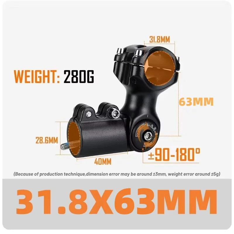 GUSTAVO Mountainbike Power Fahrradlenker Vorbau 60/80/93/100 mm Rennrad MTB Tischstange Verstellbarer Vorbau 31,8 25,4 Riser – Detail 3