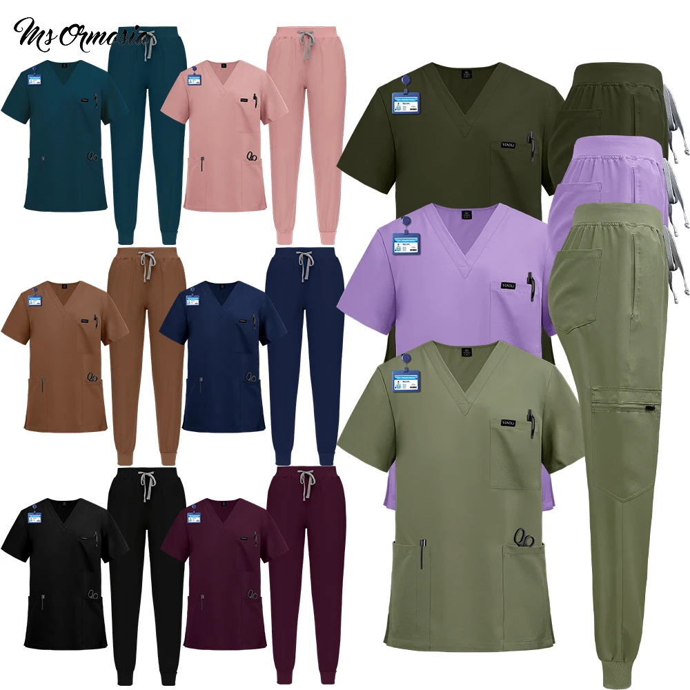 uniforme-de-enfermeira-acessorios-medicos-conjunto-de-calcas-e-blusa-cirurgica-para-hospital-macacao-para-medicos-e-dentistas-roupa-de-trabalho-para-laboratorio-para-mulheres-e-homens
