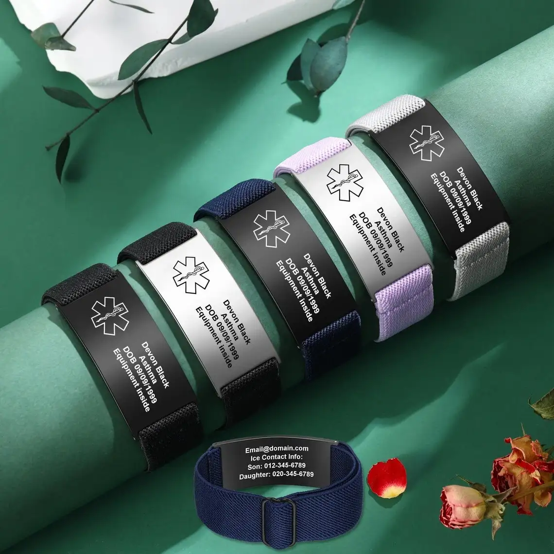Personalized Medical Alert Bracelet Adjustable Stainless Steel ID Wristband Custom Emergency Jewelry for Allergy Asthma Seniors