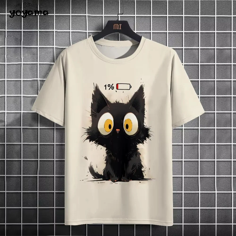Men's T-Shirt Animal Cat Printed Short Sleeve Tee Fashion Loose Round Neck Breathable Men's Top Summer Round Neck Men's Clothing image 5