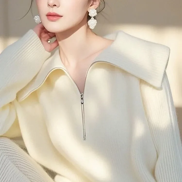 التلبيب تريكو سستة البلوز سترة المرأة لباس خارجي 2026 خريف شتاء جديد كسول فضفاض عادية الحلو شيك سترة القمم