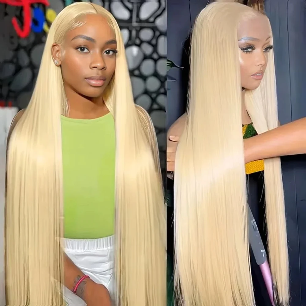 

613 Blonde Colored Straight Wig 13x6 HD Transparent Full Frontal Lace 100% Human Hair Wigs 200% Density Lace Front Wig For Women