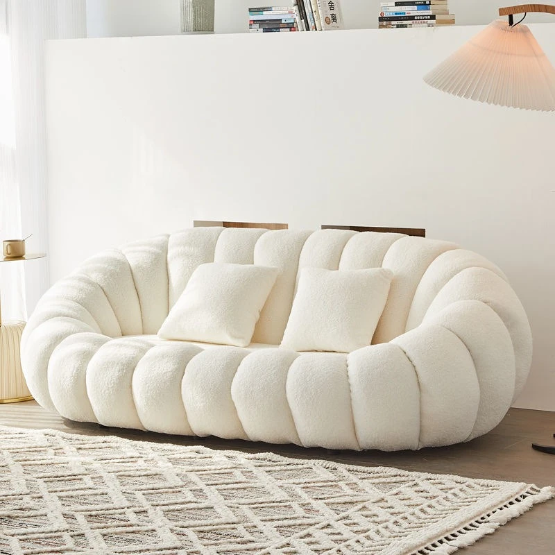Sofa Living Room Technology Fleece Pumpkin Lazy Double Triple Fabric Sofa