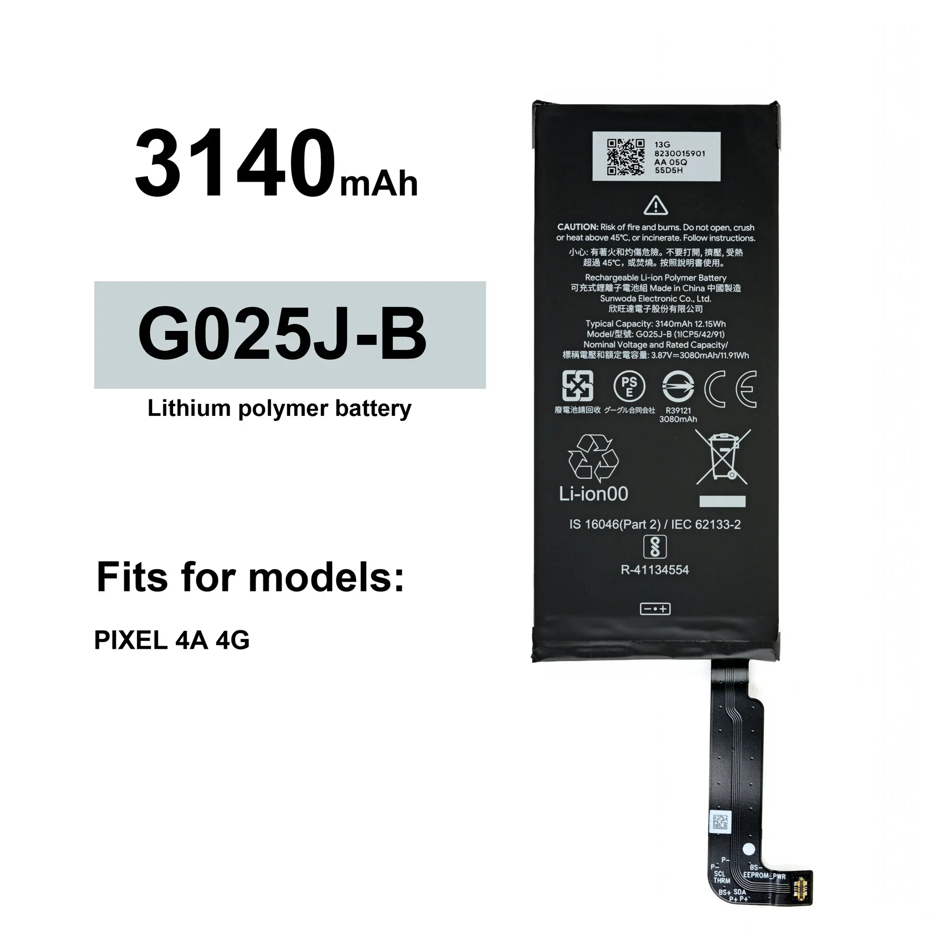 G025J-B Battery For Google Pixel 4A Genuine Replacement Phone Battery 3080mAh + Free Tools