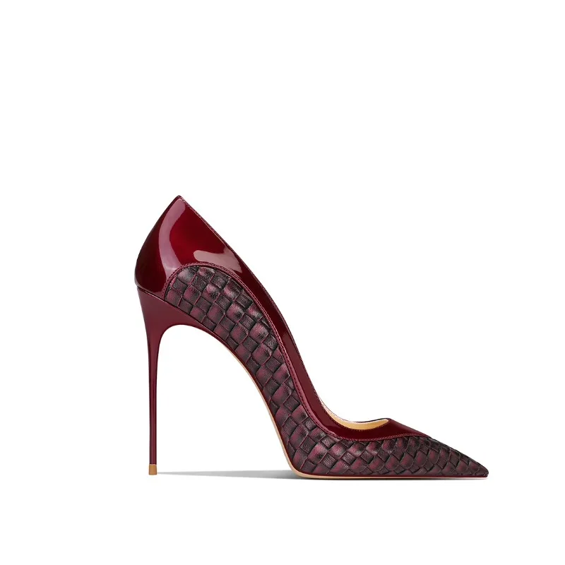 2025 Summer New Black Patent Leather Stiletto Pointed Toe High Heels Women Fashion French Style