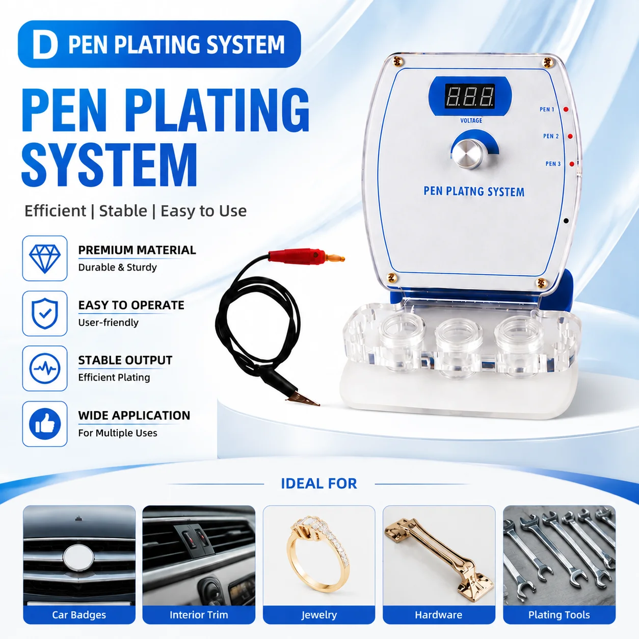 Gold Plating Solution Machine Jewelry Plater Gold Plater Pen Brush Plating System Electroplating Machine Jewelry Tools Equipment