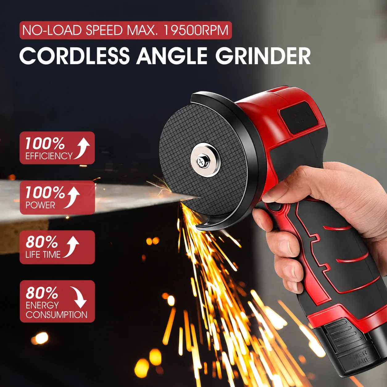 Brushless Angle Grinder 16.8V Cordless Mini Disc Grinder 76mm Cutting Tool with Spindle Lock for DIY Workshop