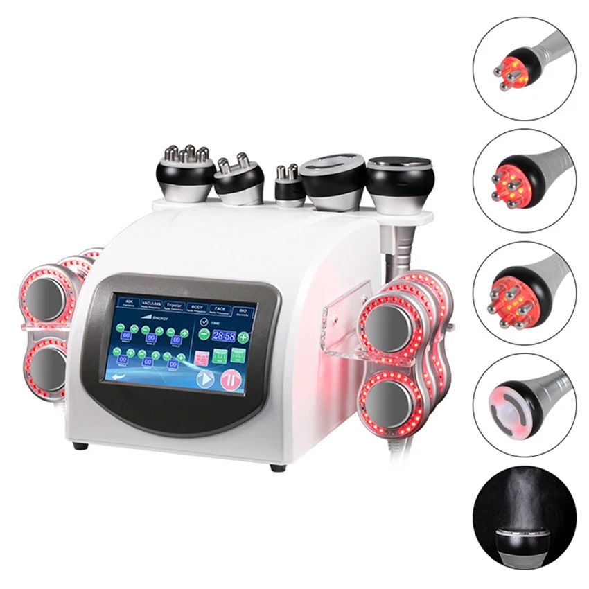 

6 in 1 Professional Ultrasonic Beauty Machine 40K RF/EMS/BIO Cavitation LED Microcurrent Body Slimming Machine for Cellulite