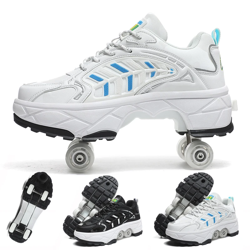 Patins à quatre roues pour garçons et filles, chaussures de sport à roulettes, chaussures de course multifonctionnelles, haute qualité, taille 33-43