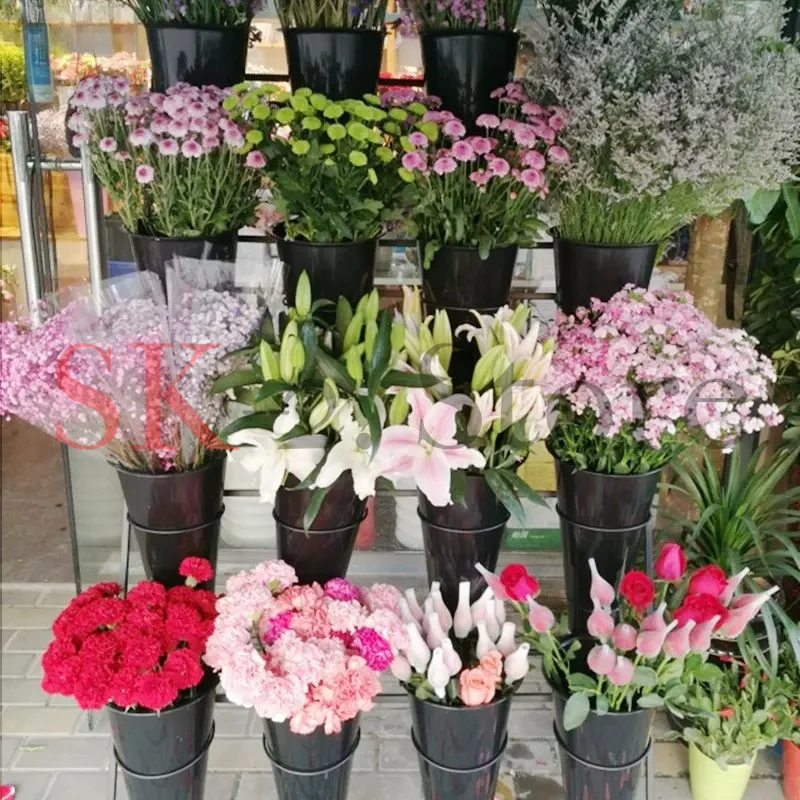 Multi-layer ladder movable with wheels to grow flowers Wake up flower bucket frame Floral shelf