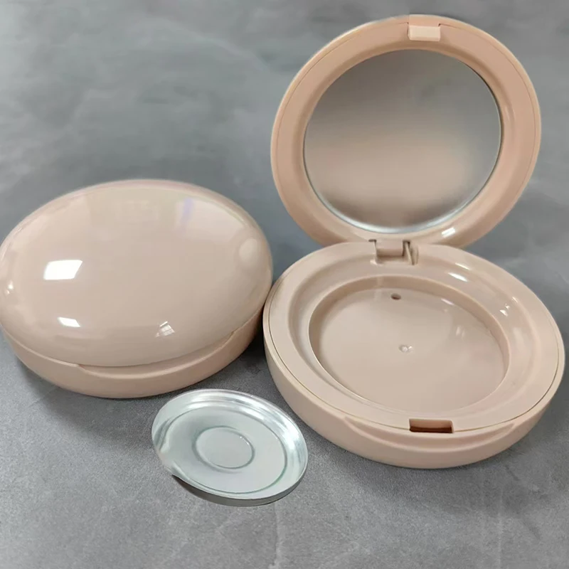 Portable Round Highlighter Empty Box Blush Eyeshadow Container Blush Foundation Makeup With Mirror Empty Boxes For Packaging