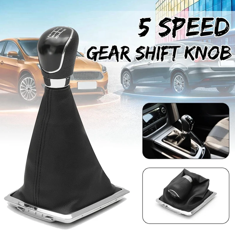 10X 5 Speed Manual Car Gear Shift Knob Shifter Lever Gaiter Boot Cover For Ford Focus MK2 FL MK4 MK7 Mondeo Galaxy Kuga