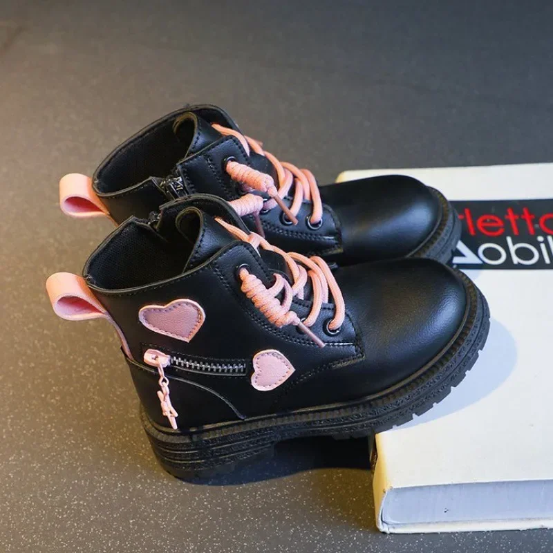 الفتيات بسيط القلب لطيف منخفضة أعلى الأحذية الجلدية المسطحة الأطفال الشتاء أزياء الصوف الأحذية الدافئة المرأة الجانب سستة أحذية أطفال بسيطة #4