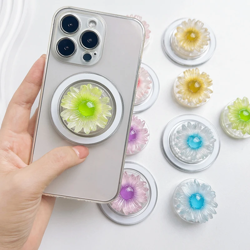 

Держатель для мобильного телефона Sunflower, полимерная трехмерная ручка с цветочной розеткой, обеспечивает магнитное всасывание и типы пасты на выбор