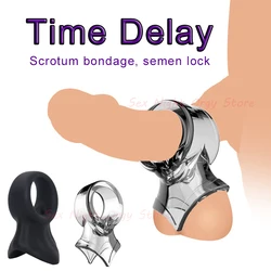 Reusable Penis Ring Scrotum Bind Delay Ejaculation Cock Ring SexToy For Men Chastity Cage Testicle Bondage Lock Ring Sex Product