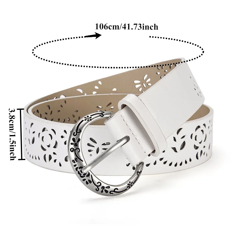 Fashionable Retro Distressed Ethnic-Style Openwork Belt  Trendy Casual Leather Belt Versatile and Sophisticated Women’s Belts