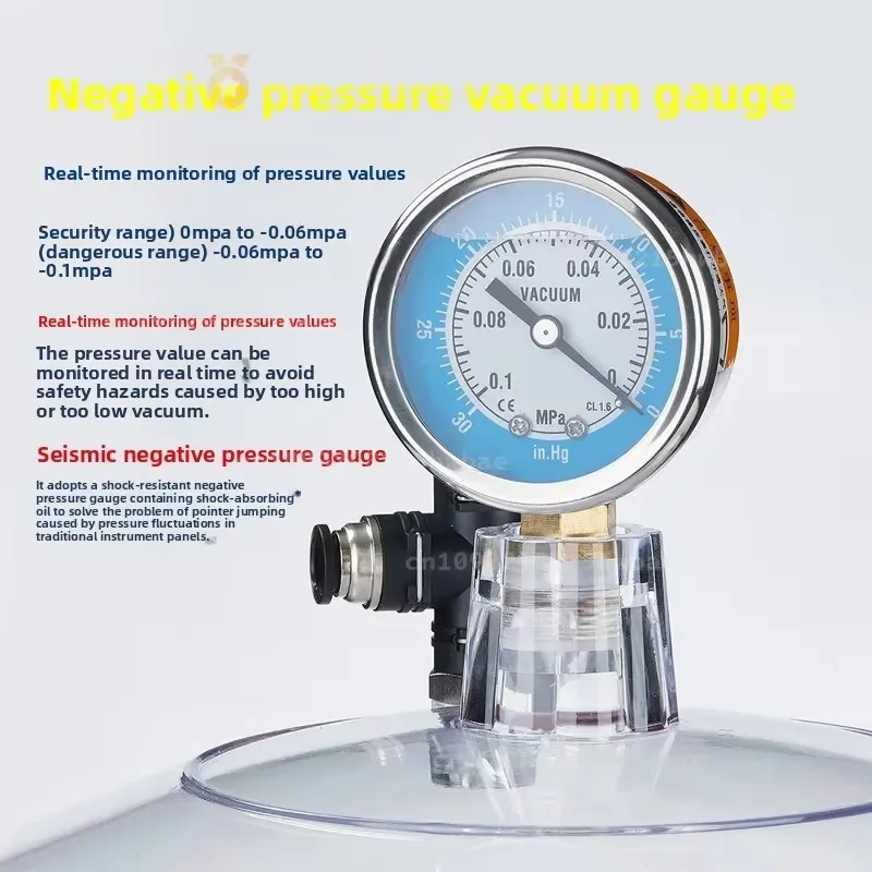 150mm/250mm Vacuum Desiccators Transparent Dryer Jar Dryer Drying Vessel with Pressure Gauge Lab Desiccator