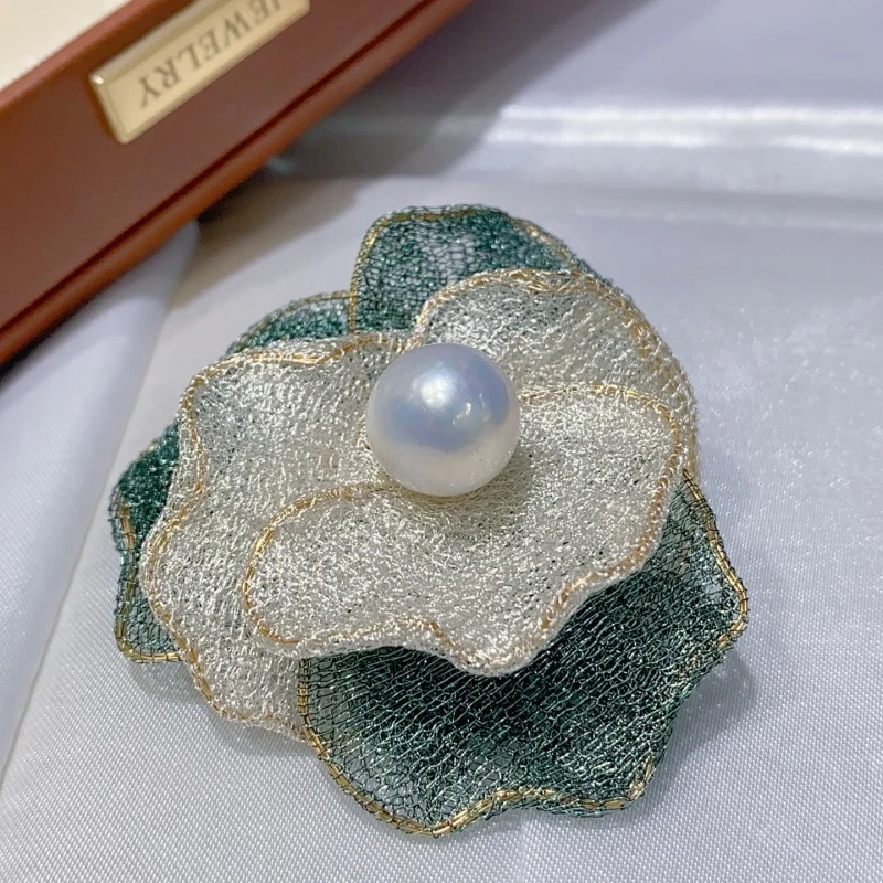 

SGARIT трендовые ювелирные изделия из жемчуга DIY итальянское ремесло зеленый цветок кружево 14 К заполненное золото натуральный жемчуг Эдисона брошь ювелирные изделия