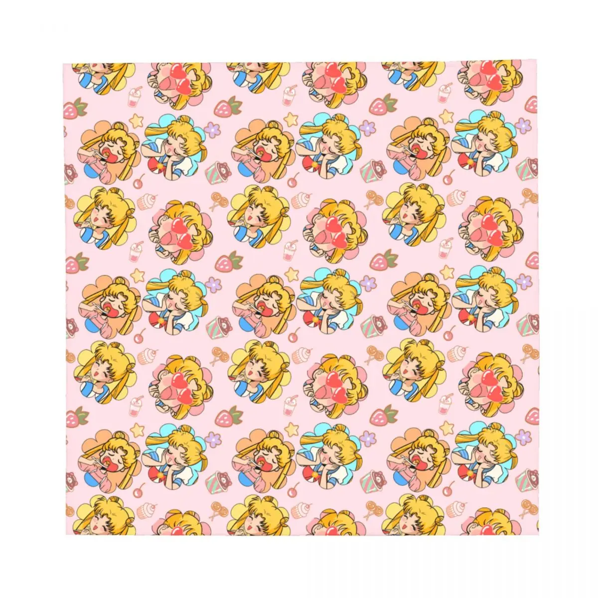 55CM S-Sailors Moons Bandana Holiday Parties Trips Fashion Square Neck Scarf Women Men Comic Cartoon Vintage Print Head Wrap