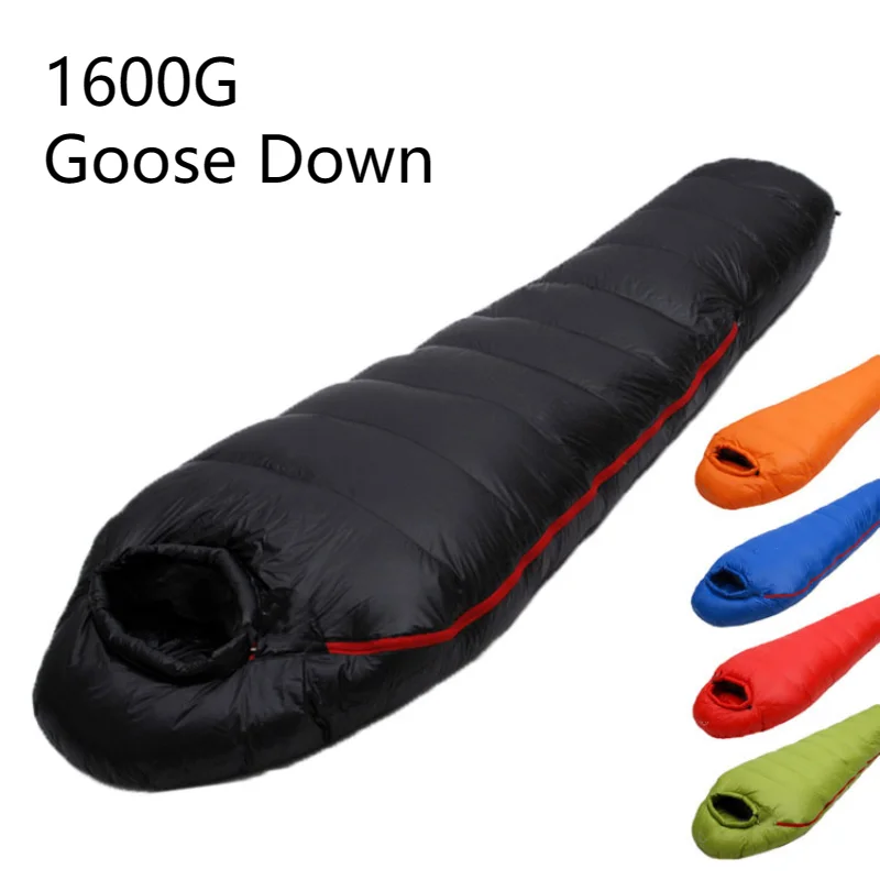 Goose Down Warm Sleeping Bag for Adults Cold Resistant Zone Filling Weight 1600G, Camping, Mountaineering, Bad Weather, Outdoors