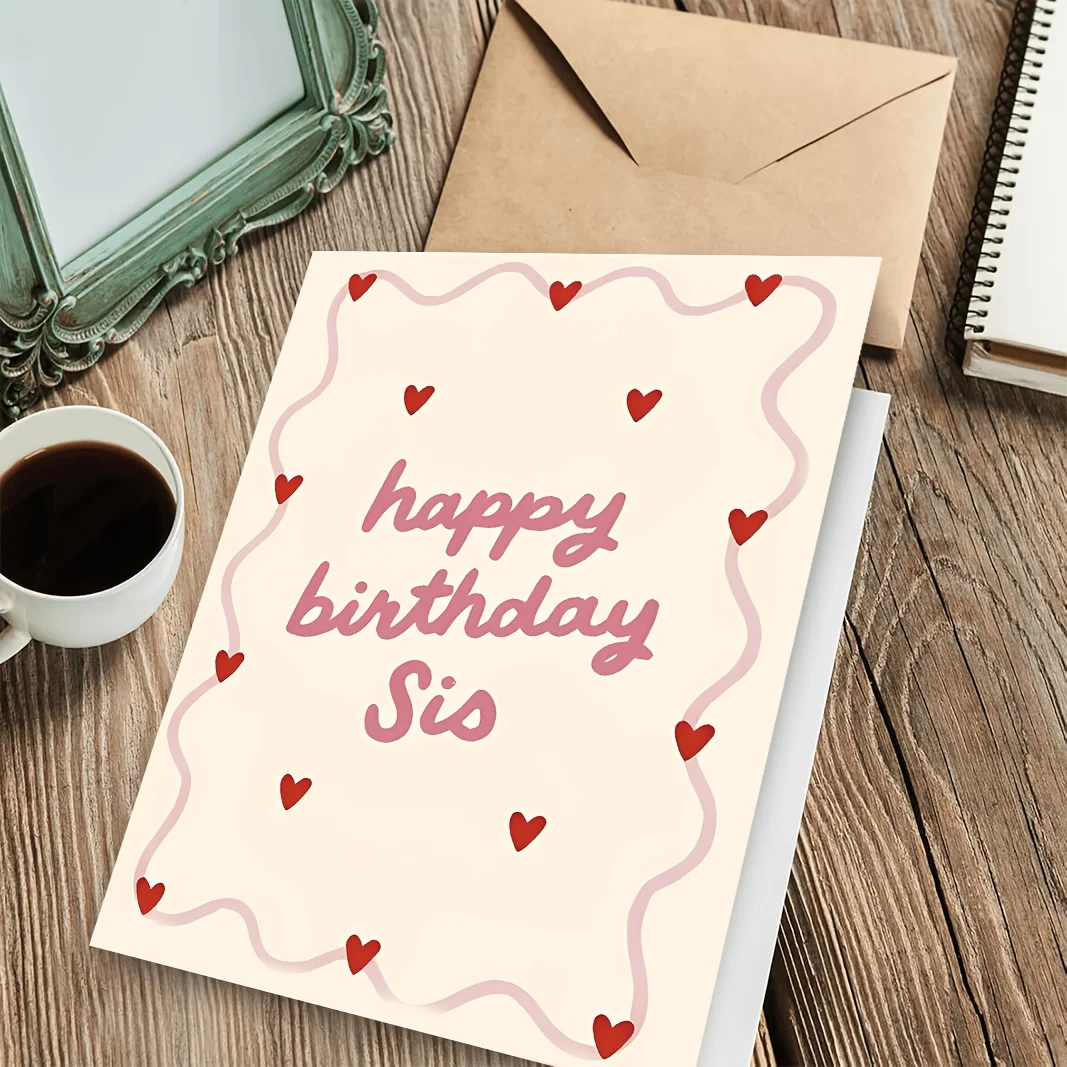 A birthday card full of intimacy, directly conveying blessings to the sister, with a soft, cute and heartwarming overall style