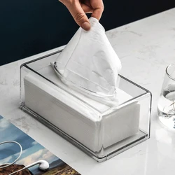 New Clear Acrylic Tissue Box Holder Tissue Dispenser Napkin Holder Car Home Office Desktop Tissue Storage Box Organizer