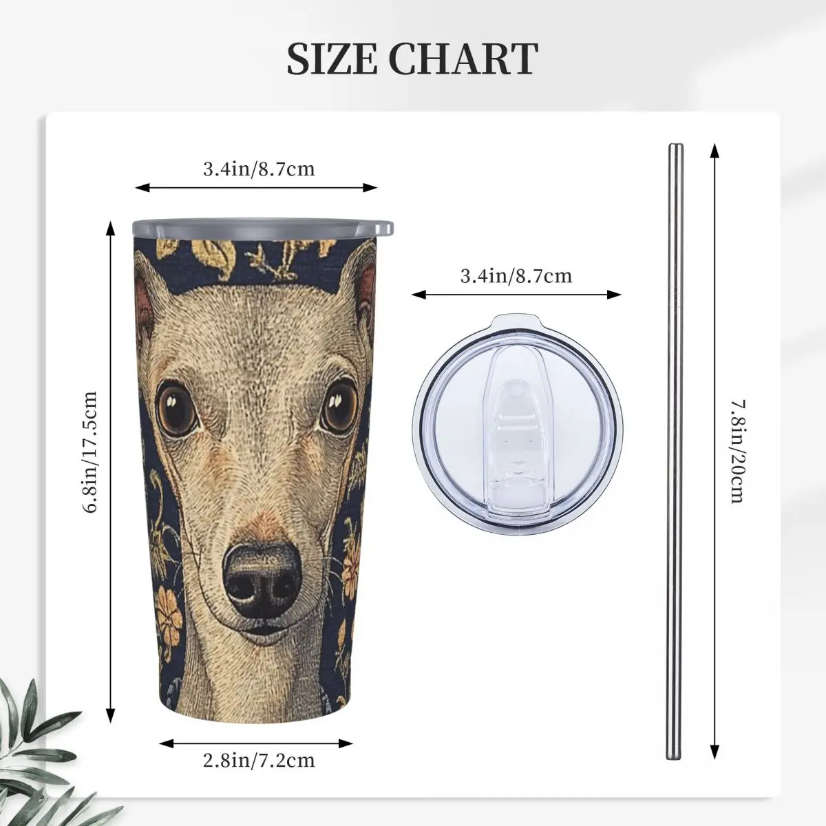 Whippet Peeping Whippet Greyhound Lurcher Dog Stainless Steel Tumbler Vacuum Insulated Mug Thermal Cold Bottle Straw With Lid