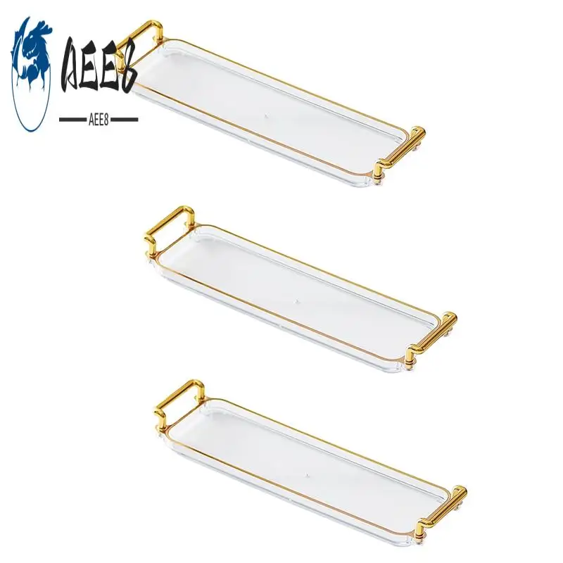 

AEE8-Jewelry Tray With Handles Cosmetic Perfume Makeup Display Breakfast Plate Platter For Home Livingroom Bathroom Bedroom A
