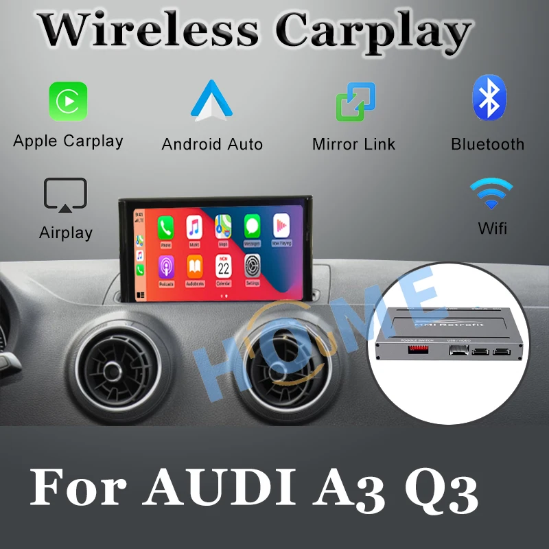 

Wireless Carplay MMI Android auto Interface Box For AUDI A3 Q3 Original Screen Support Mirror Link Aftermarket Camera