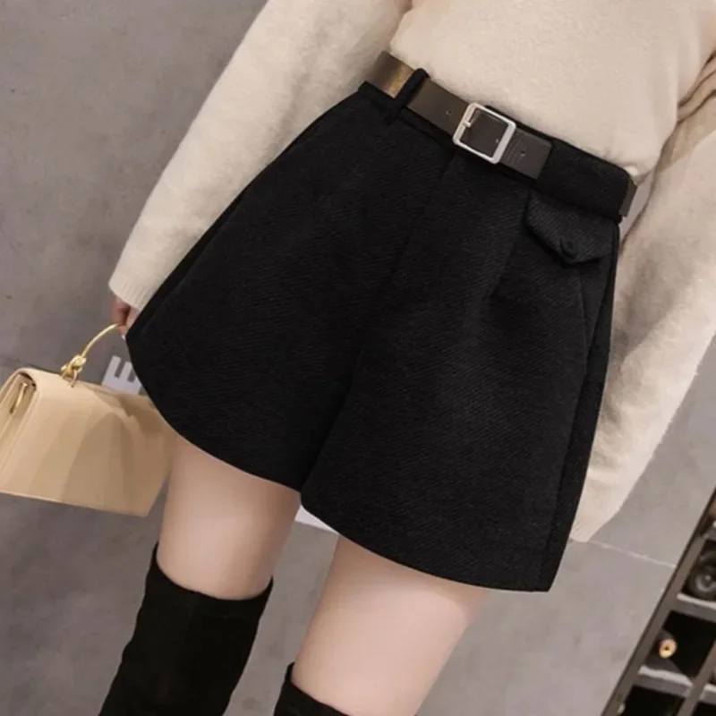 Shorts Women Cozy Woolen Elegant Comfortable Office Ladies Solid Casual Simple Vintage Retro Autumn Winter Fashion Korean Style