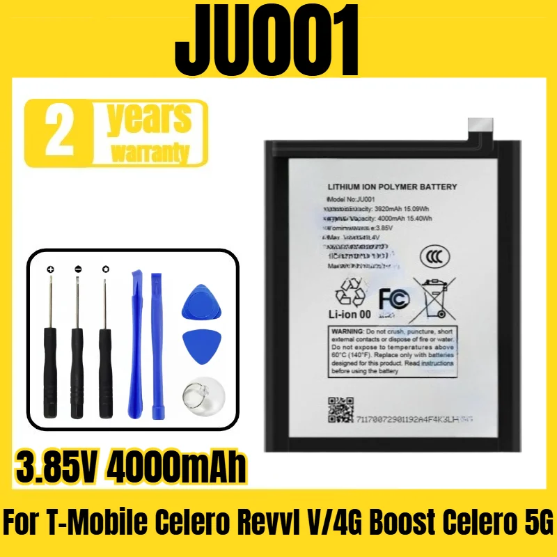 Suitable for T-Mobile Celero Revvl V/4G Boost Celero 5G battery JU001 mobile phone battery large capacity,free tool 3.85V4000mAh