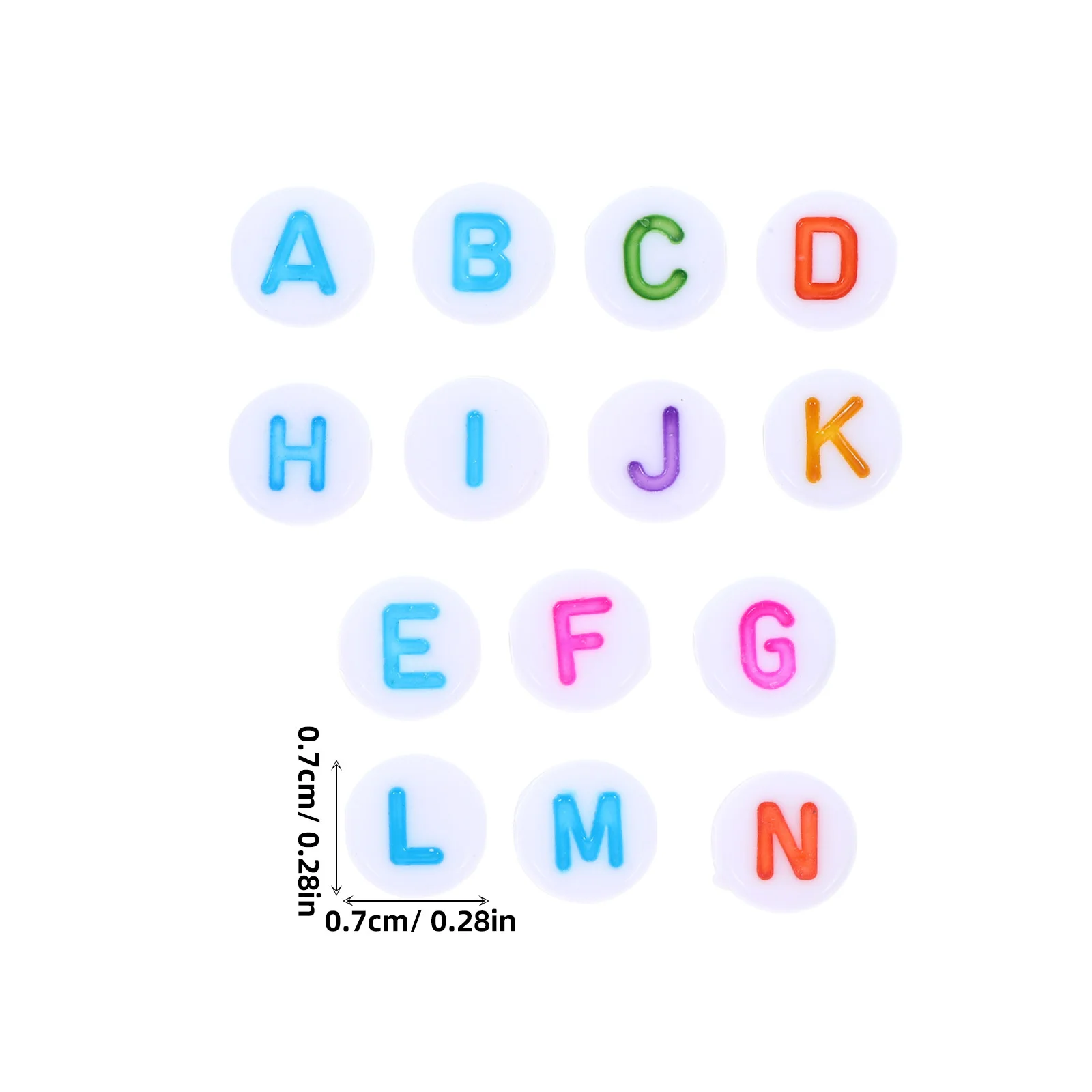 100 Stück Alphabet-Perlen, Acryl, bunter Buchstabe, 7 x 4 mm, runde Charms für DIY-Schmuckherstellung, Armbänder, Kinderhandwerk, pädagogische Perlen